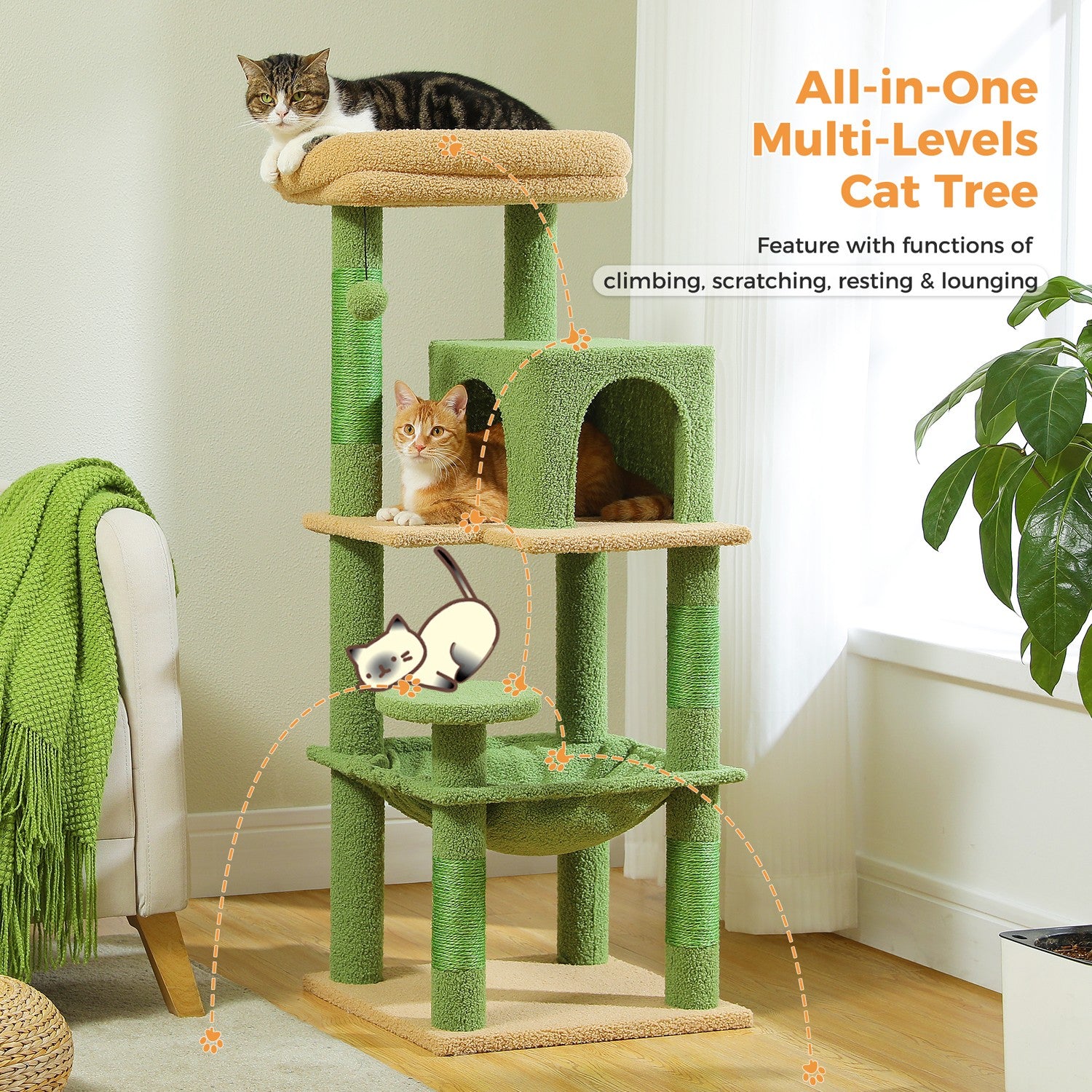 PAWZ Road Cat Tree Tower Scratching Post Scratcher Cat Condo House Bed Furniture