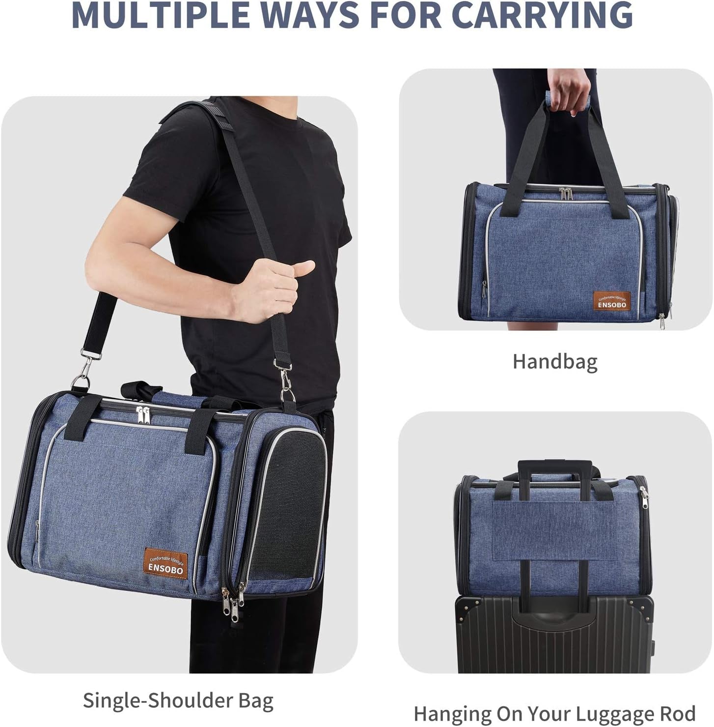 Cat Transport Bag, Foldable Dog Carrier Bag, Cat Carrier Bag, Pet Carrier, Travel Carrier with Soft Mattress for Transport by Train/Car/Plane