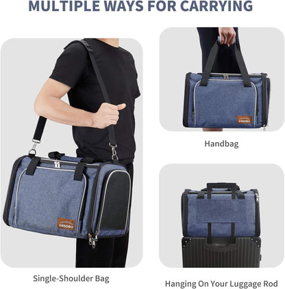 Cat Transport Bag, Foldable Dog Carrier Bag, Cat Carrier Bag, Pet Carrier, Travel Carrier with Soft Mattress for Transport by Train/Car/Plane