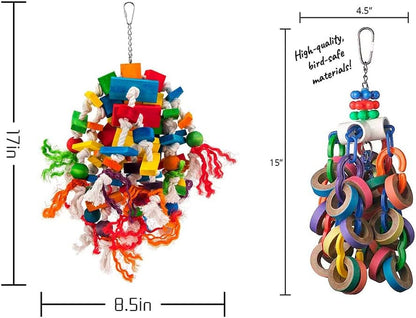 Bird Chewing Toy - Parrot Cage Bite Toys Wooden Block Bird Parrot Toys for Small and Medium Parrots and Birds