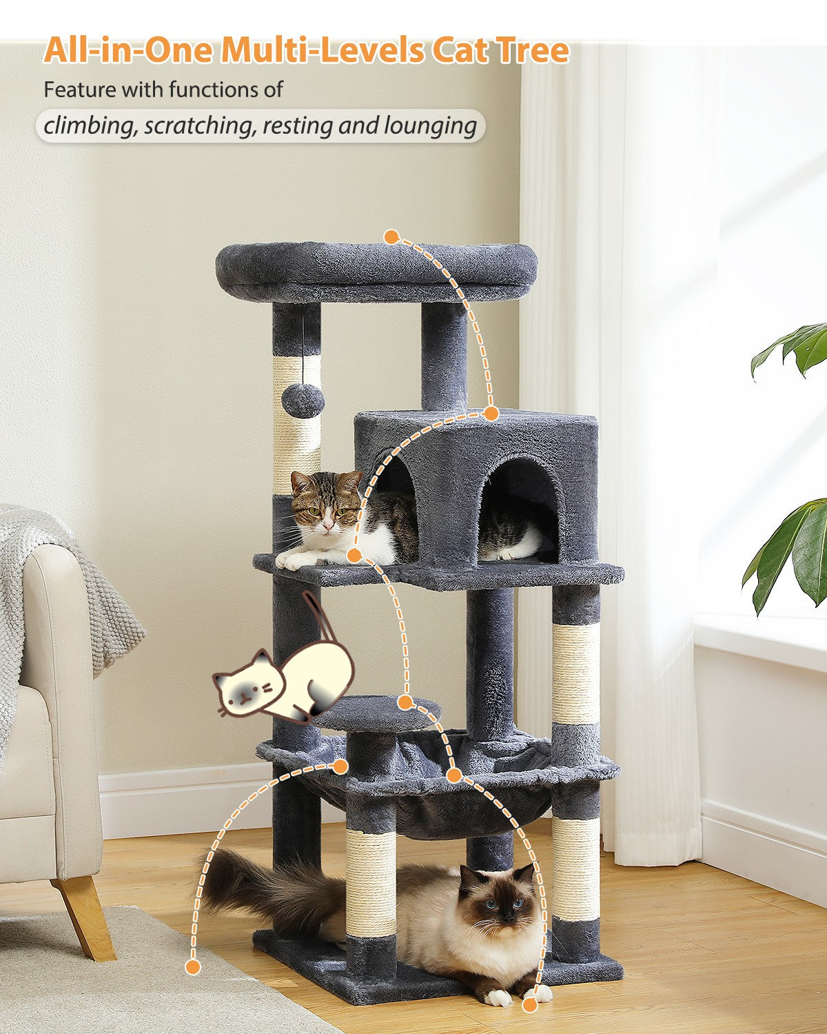 PAWZ Road Cat Tree Tower Scratching Post Scratcher Cat Condo House Bed Furniture