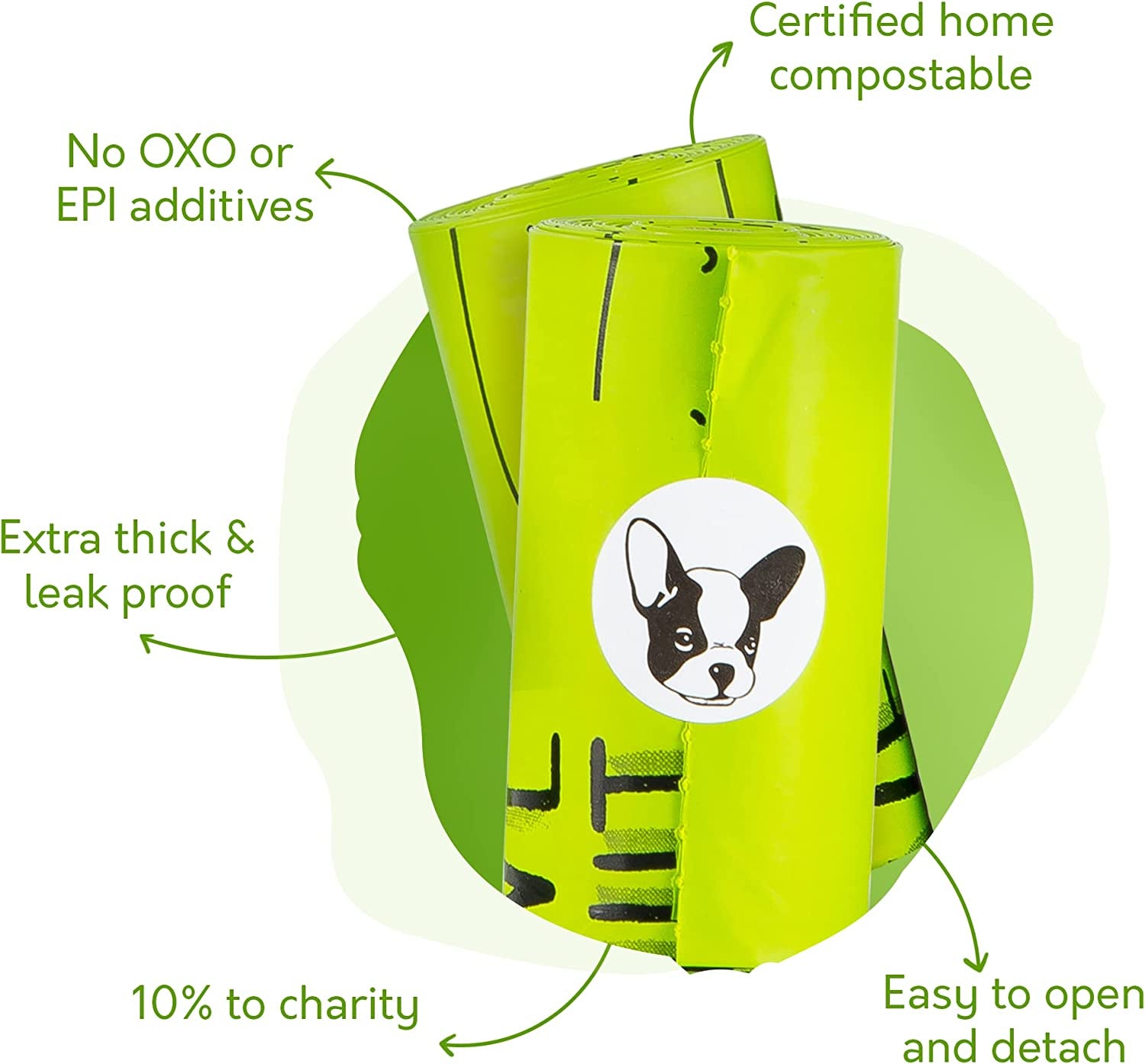 100% Certified Home Compostable Dog Poop Bags - 10% to Charity - ASTM D6400 & EN 13432 Compliant - 240 X Plant Based Compostable Poop Bags (16 Rolls)