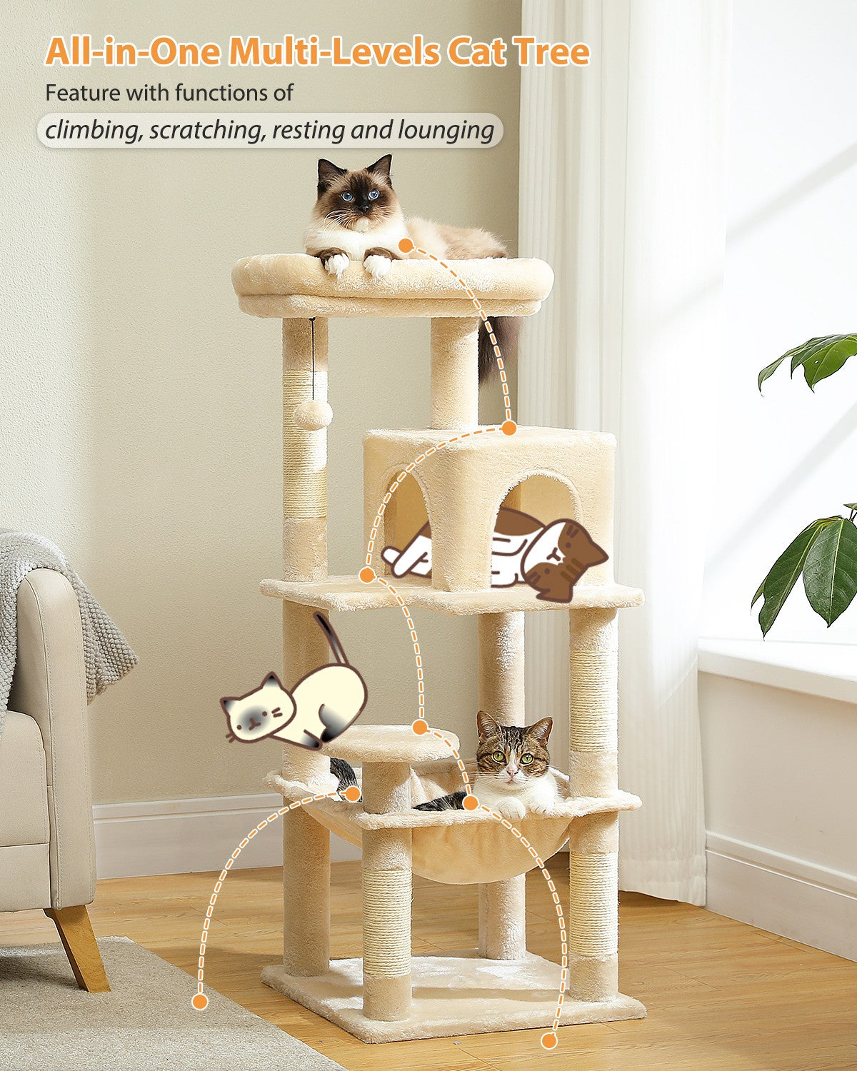 PAWZ Road Cat Tree Tower Scratching Post Scratcher Cat Condo House Bed Furniture