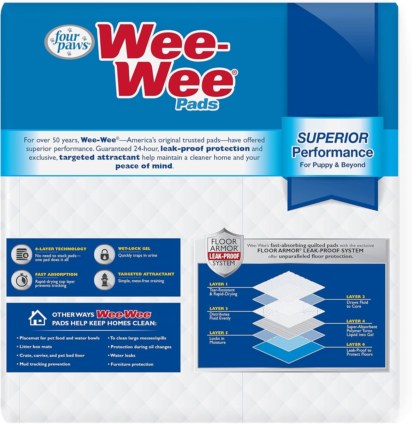Wee-Wee Puppy Training Pee Pads 30-Count 22" X 23" Standard Size Pads for Dogs