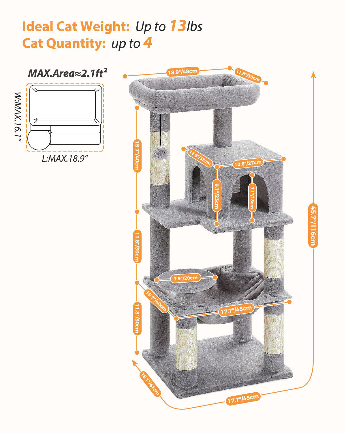 PAWZ Road Cat Tree Tower Scratching Post Scratcher Cat Condo House Bed Furniture