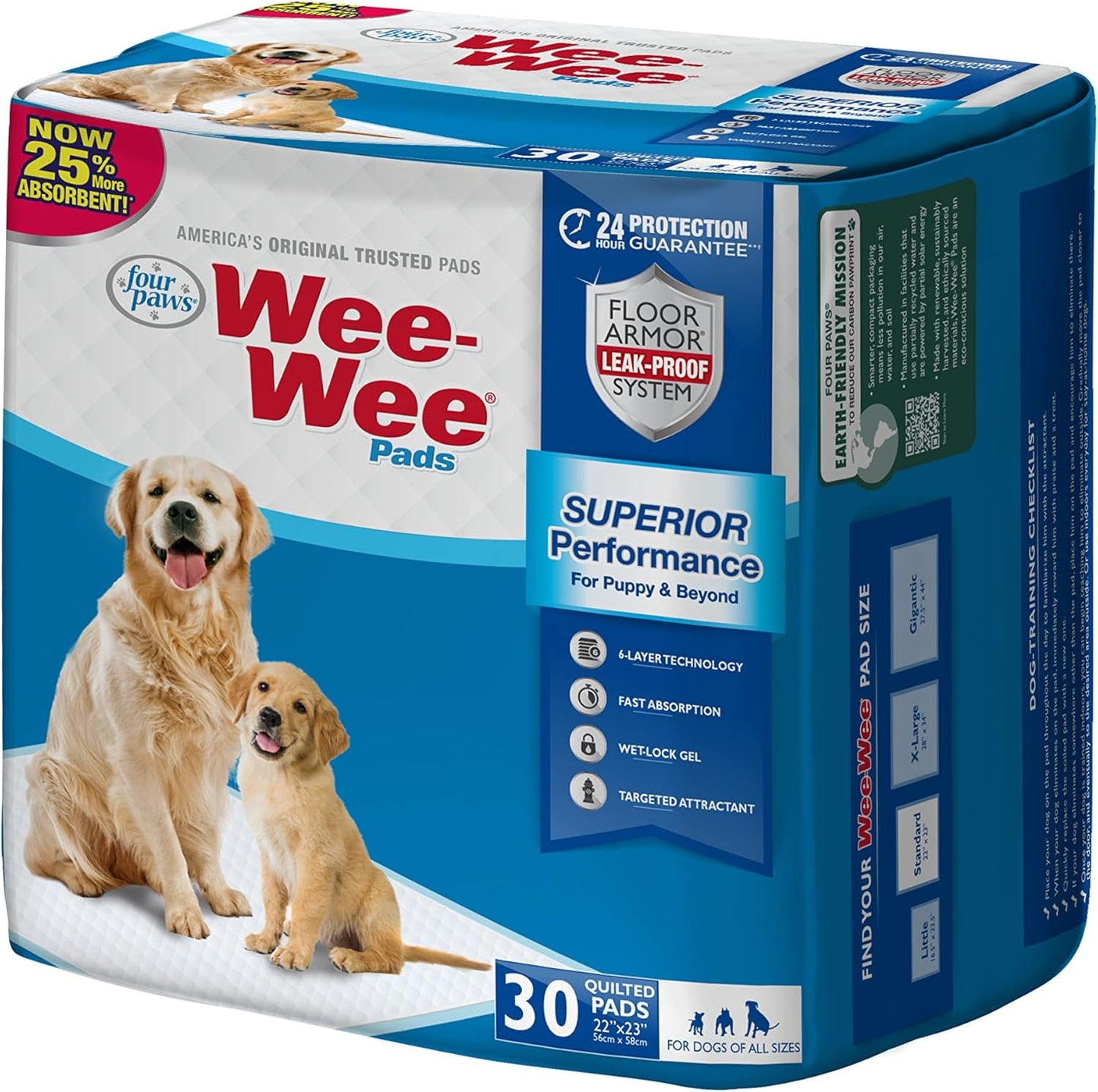 Wee-Wee Puppy Training Pee Pads 30-Count 22" X 23" Standard Size Pads for Dogs