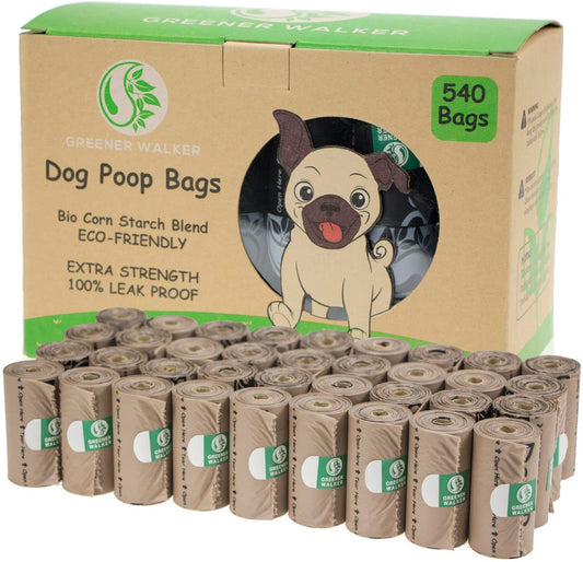 Poop Bags for Dog Waste-540 Bags,Extra Thick Strong 100% Leak Proof Biodegradable Dog Waste Bags (Brown)