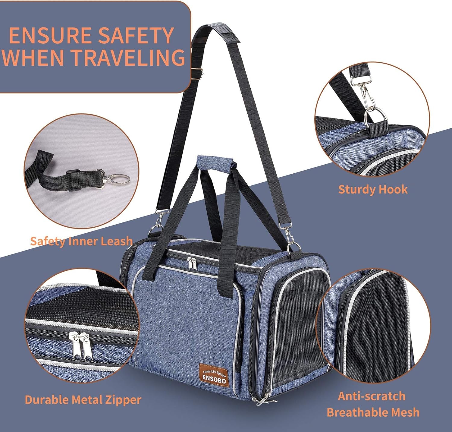 Cat Transport Bag, Foldable Dog Carrier Bag, Cat Carrier Bag, Pet Carrier, Travel Carrier with Soft Mattress for Transport by Train/Car/Plane